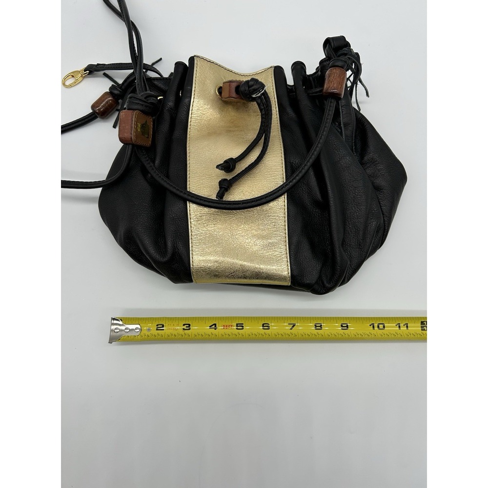 LouLou De la Falaise Vintage Black leather shoulder bag Wooden Accents - Picture 8 of 10